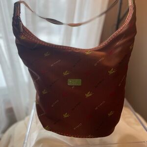 Etro Nylon Logo Hobo Shoulder Bag Brown Multicolor Made in Italy